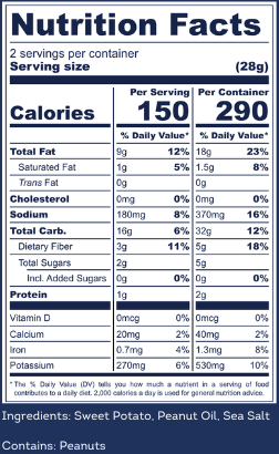 2oz FUUSI Sea Salt Sweetpotato Chips