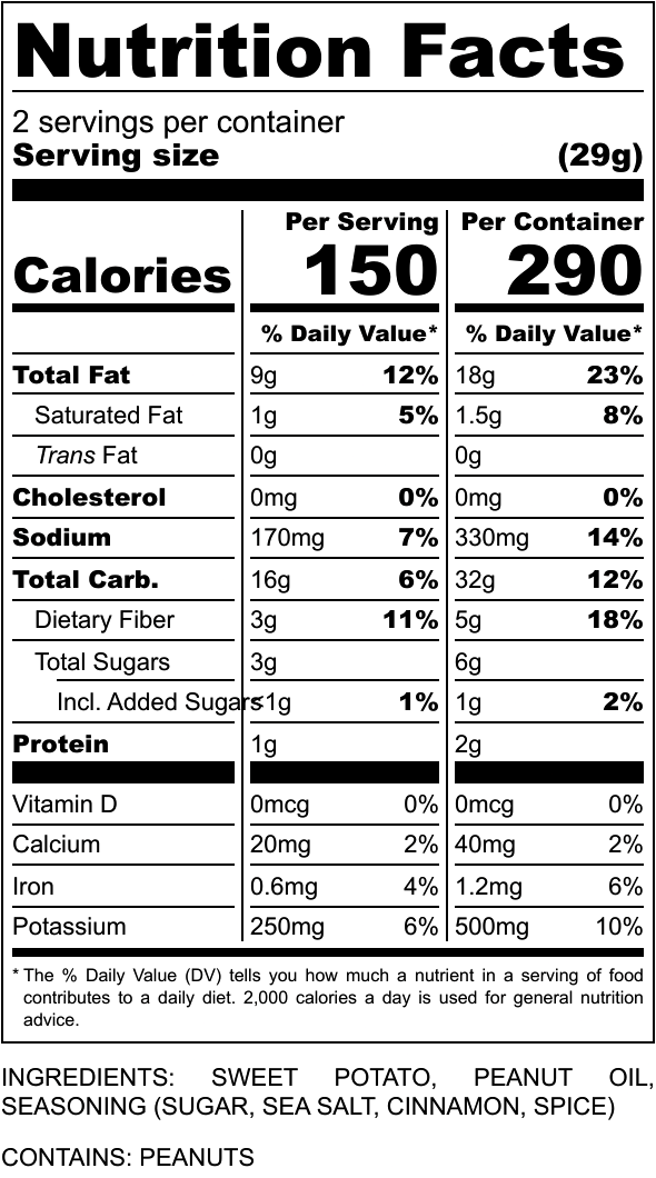 Root Flavors 2oz Cinnamon and Spice Sweet Potato Chips